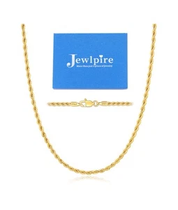 Italian Solid 18k Gold Chain Necklace for Women, 2mm Rope Chain Gold Chain fo... - Picture 1 of 5