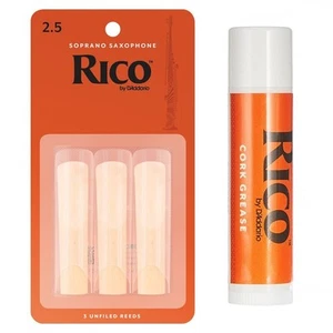 Rico Soprano Saxophone 3 x Reeds Strength 2.5 + cork Grease - Picture 1 of 3