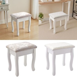 Floral Padded Vanity Chair Stool Wooden Makeup Bench Soft Dressing / Piano Stool - Picture 1 of 25