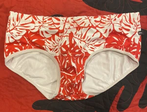 Vintage Tulio Mens Swimsuit Tropical Leaf Print Contour Pouch L - Picture 1 of 4