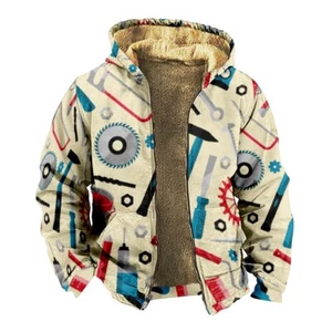 Men's Tools 3D Print Fleece Hoodie Sweater Casual Hooded Zip Jacket Warm - Picture 1 of 6