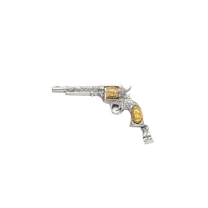 Colgantes de plata de ley 925 enchapados pistola revólver moda hip hop joyería - Imagen 1 de 5