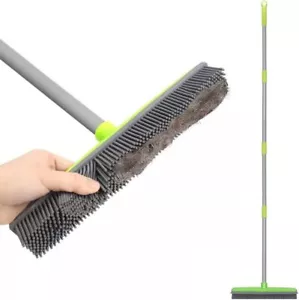 Rubber Broom for Pet Hair Remover Tool with Squeegee - Dog Cat Hair Fur Removal - Picture 1 of 1