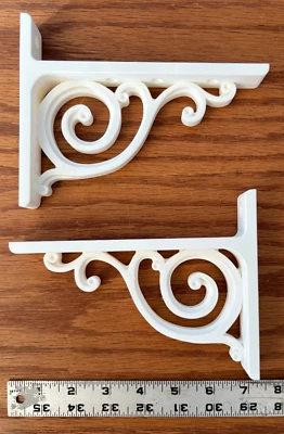 2 Decorative White Shelving Brackets 5 in X 6.5 in Durable Strong Elegant Sturdy