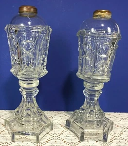 Antique Whale Oil Lamps Set of 2 - Picture 1 of 5