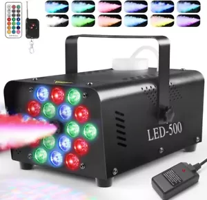 500W 18 LED Smoke Fog Machine RGB Color Stage Fogger Effect Halloween Disco Club - Picture 1 of 13