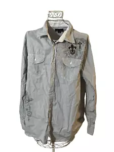 Very nice Decoded Men’s LIVE FREE” Long Sleeve black & White striped button up s - Picture 1 of 12