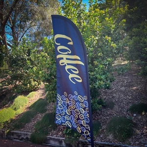 2m doublesided Coffee Feather Banner Flag or Kit. FREE POSTAGE - Picture 1 of 7