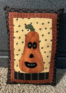 Fall Primitive Rustic Halloween Pumpkin Decorative Pillow 8.5” X 12.5” - Picture 1 of 2