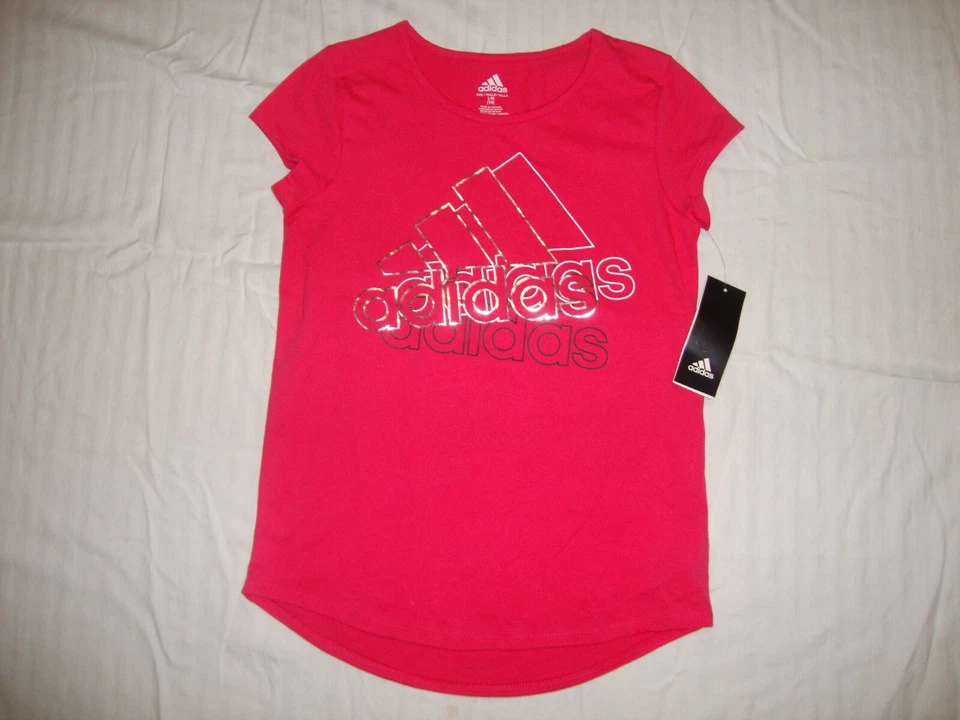 Girls Kids Adidas AA4840 Pink Short Sleeve T Shirt Size L (14)