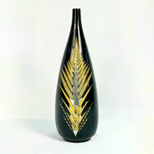 Japanese Antique Lacquer Vase Gold Leaf Wheat Design Handmade Art Japan 04-5 - Picture 1 of 7