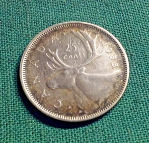 1953 Canada .25 Cents Quarter Coin .800 Silver Good Condition Judge by Pics - Picture 1 of 3