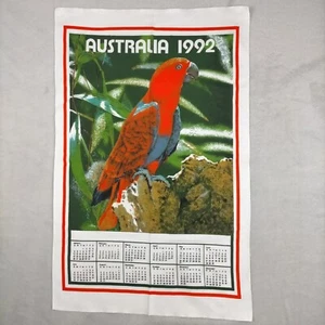 Vintage Calendar Tea Towel 1992 Souvenir Native Australian Birds Parrot - Bild 1 von 6