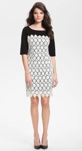 NWT Suzi Chin for Maggy Boutique $168 Black&White Lace Sheath Dress Sz. 12 - Picture 1 of 4