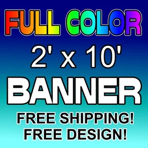Letrero de vinilo personalizado de 2' x 10' 13 oz a todo color exterior 2x10 DISEÑO GRATUITO - Imagen 1 de 3