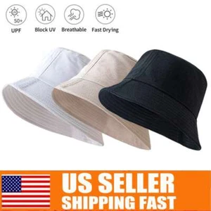 Unisex Summer Fishing Bucket Hat Cap Cotton Boonie Brim visor Sun Safari Camping - Picture 1 of 14