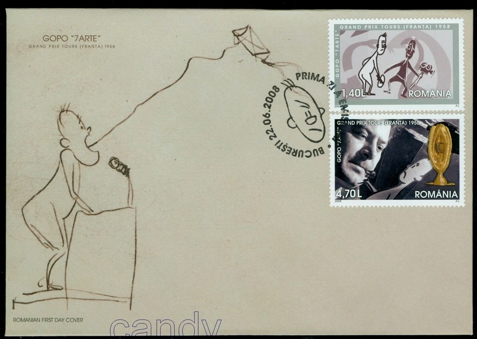 2008 GOPO,Animation Film,Movie Camera,Dinosaurs,Microphone,Kite,Romania,6309,FDC - Image 1 of 1