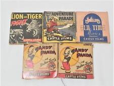 Vintage 5  Castle Films B&W 8mm Movie Lion & Tiger Fight  Andy Panda and more