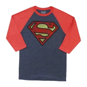Superman Vintage Logo DC Comic Premium Adult Baseball Raglan Shirt - Picture 1 of 1