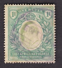 East Africa & Uganda 1904 wmk multiple crown CA 1R green SG26 fiscal cancel