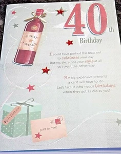 40th Birthday Card by Second Nature, 3 available - Multi Listing - Picture 1 of 4