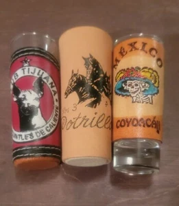 Schnapsgläser mit Leder bezogen Souvenirs 3er Set - Bild 1 von 7