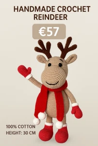 Amigurumi deer, elk, deer Rudolph. Deer toy.Handmade. 100% Cotton Amigurumi Toy. - Picture 1 of 7