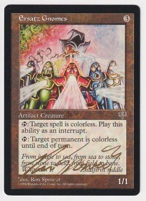 Gold Signed Ersatz Gnomes HP Mirage Artist Ron Spencer 1996 MTG Magic Vintage! - Image 1 of 2