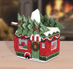 Mary Maxim Holiday Camper Plastic Canvas Tissue Box Cover Kit - Picture 1 of 1