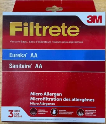Filtrete ~ Eureka Style Type AA ~ 3 Vacuum Bags ~ Micro Allergen ~ Brand New - Image 1 of 4
