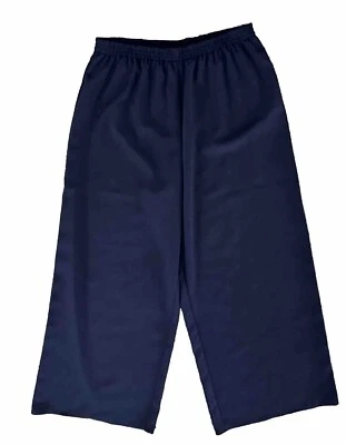 "Pantalones Maggie Sweet grandes azul marino pierna ancha cintura elástica 26,5"" entrepierna" Foto 1 de 2