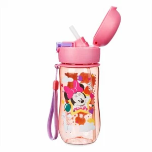 Disney Authentic Minnie Mouse Flip Top Pink Water Bottle w/ Straw New 12oz - Picture 1 of 2