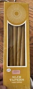 Velas delgada cónicas pequeñas vintage Gibson 1/2"x 10" 6 sumergidas a mano EE. UU. - doradas - Imagen 1 de 2