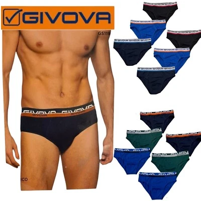 6 slip uomo GIVOVA cotone bielastico elasticizzato mutanda colori blu verde roya - Image 1 of 4