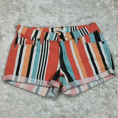 Bermuda jeans BCBG feminina 24 júnior listrada pastel algemada algodão stretch K4 - Imagem 1 de 4