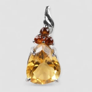 1.95Ct Yellow Citrine Pendants 925 Sterling Silver White Gold Plated Handmade - Imagen 1 de 8