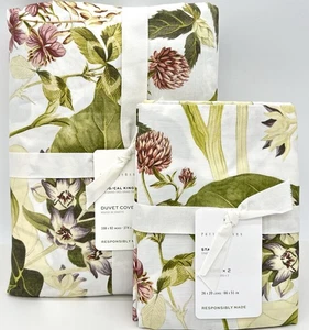 Pottery Barn Thistle Floral Percal Duvet Cover  KING + 2 Standard Shams~NEW - Picture 1 of 2