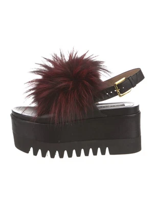 Sandalias de plataforma SERGIO ROSSI de cuero y piel negras y cereza talla 8 IT 38 muy buenas Foto 1 de 4