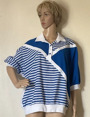 Pullover de Colección Náutico Azul y Blanco Hecho en EE. UU. Talla XL Foto 1 de 4