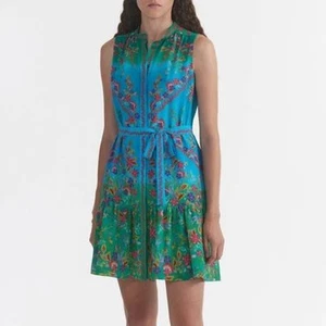 Saloni Tilly ärmellos Seide Tie Front Mini Kleid Sommer Kranz SS24-1019 US 4 - Bild 1 von 8