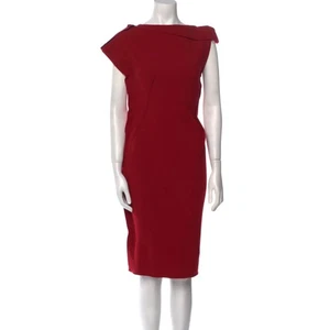 Neu mit Etikett Lanvin Bateau Midi-Etuikleid mit Ausschnitt - rot - Größe 38 EU/6 US - Bild 1 von 9