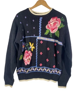 Vintage Lizwear Sweater Size Medium NEW Floral Flower Cottagecore Grandmacore - Picture 1 of 13