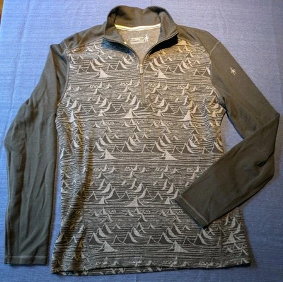 SMARTWOOL Mens 100% Merino Wool 1/4 Zip Sweater Pullover Slim Fit LARGE  - Image 1 of 4