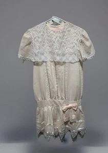 Vintage Gunne Sax Laced Drop Waist Bow Dress Size 7 Pink And White - Picture 1 of 17