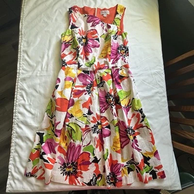 R & K Originals Bold Floral Spring Summer Dress Women’s Sz 8 Pockets Zip Preppy - Image 1 of 4