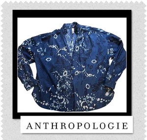 Anthropologie Pilcro Tavi Medium - Langarm fließende Bluse Rüschen gefärbt blau - Bild 1 von 18