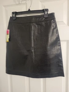 Old Navy Black Genuine Leather Mini Skirt with Side Zipper. Size 4 - Picture 1 of 7