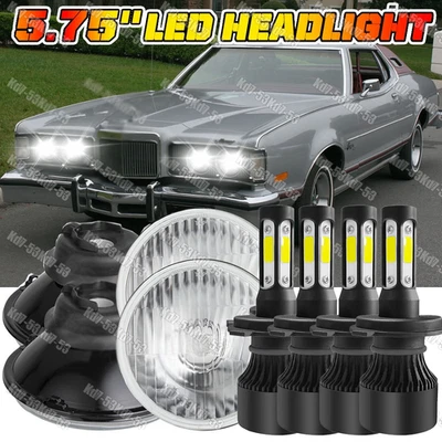 4PCS 5.75" Round LED Headlights Hi/Lo for Mercury Cougar 1967-76 Monterey Comet - Image 1 of 4