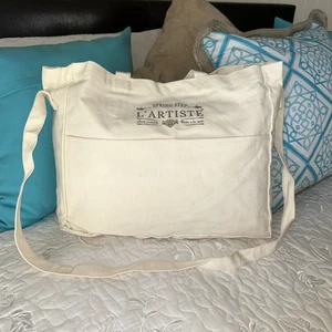 New Spring Step L'Artiste Off White Canvas Bag Compartment Plus 2 Side Pockets - Picture 1 of 11