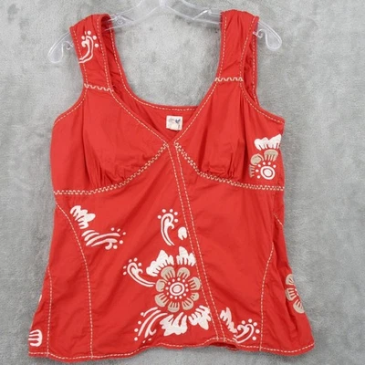 Edme & Esyllte Tank 12 Babydoll Tropical Floral Embroidered Zip Boho Fitted Pink - Изображение 1 из 4